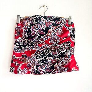 Kay Unger Satin Paisley Print Draped Boned Bodice Corset Top 12